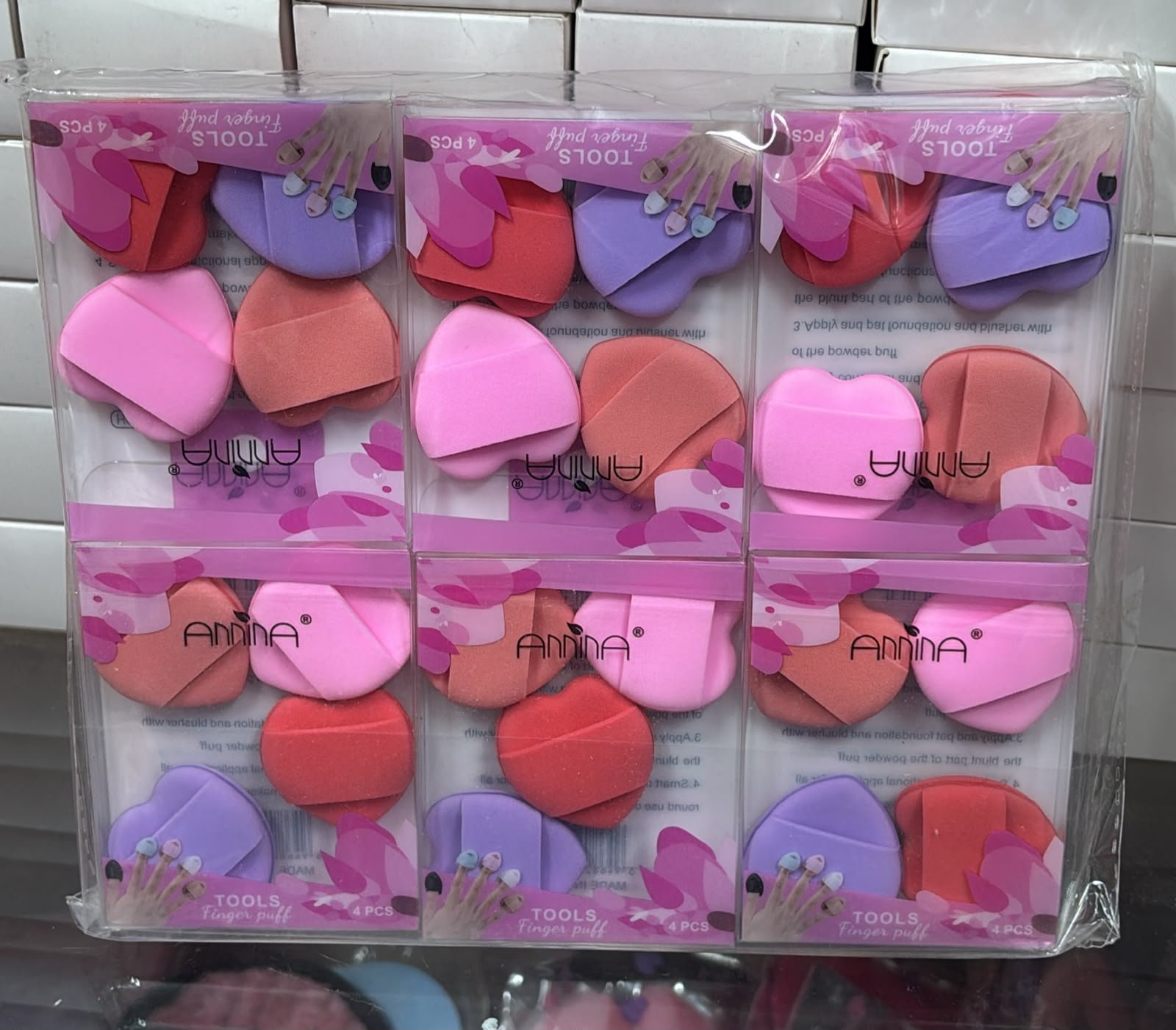Heart-Shaped Finger Puff Set-4 Pcs